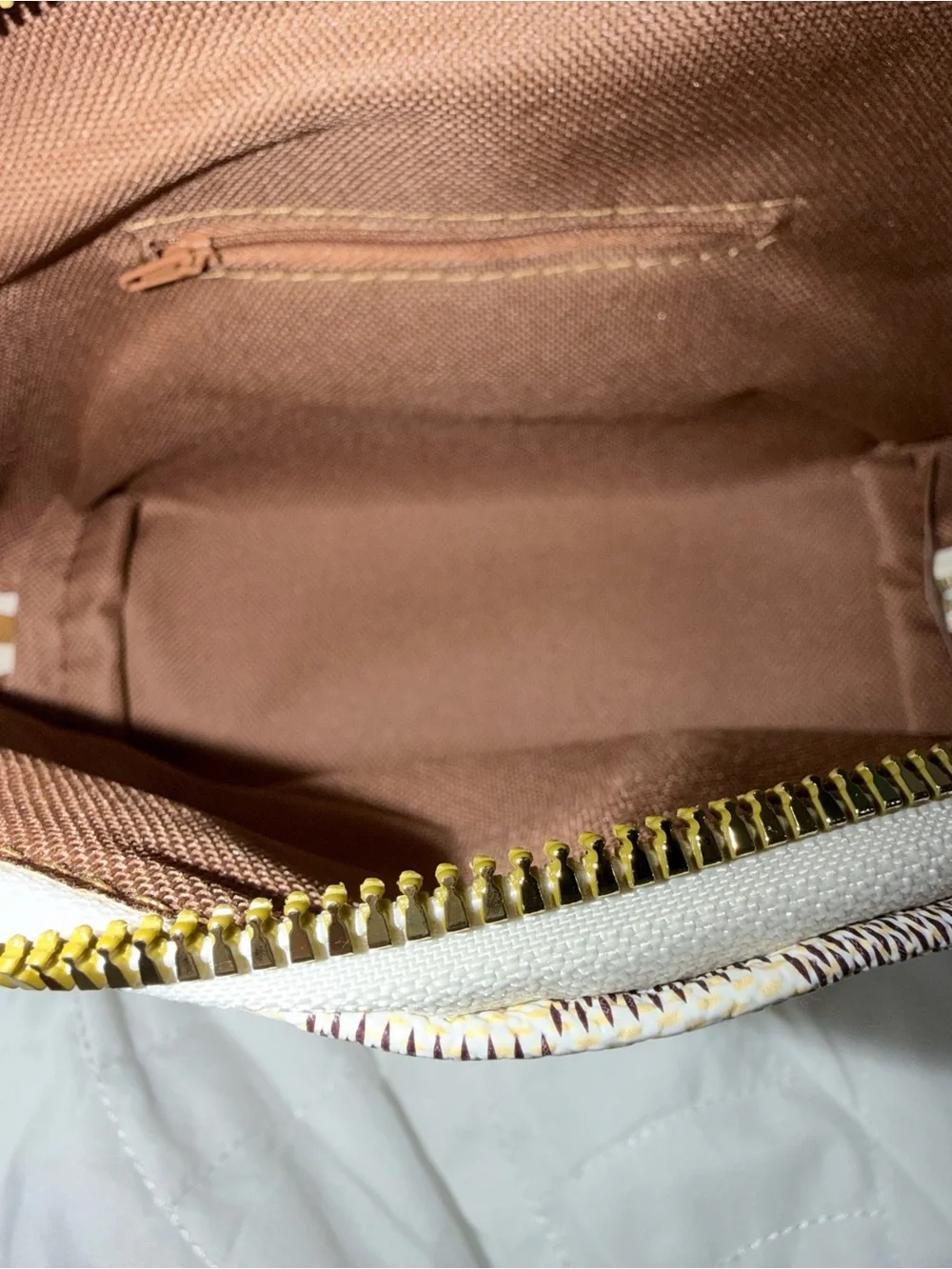 Inspired White Check Cosmetic Pouch